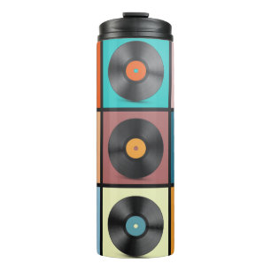 Vinyl Records. Retro LP Discs Set vintage Illustra Thermal Tumbler