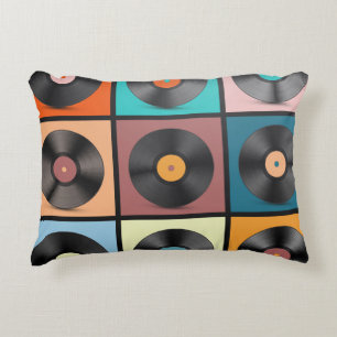 Vinyl records: retro LP set. Accent Pillow