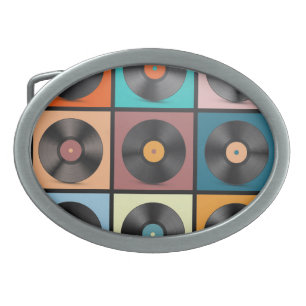 Vinyl records: retro LP set. Belt Buckle