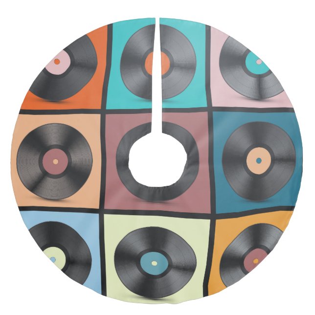 Vinyl records: retro LP set. Brushed Polyester Tree Skirt (Front)