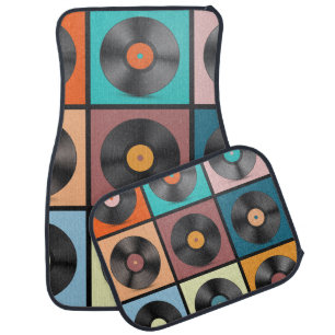 Vinyl records: retro LP set. Car Floor Mat