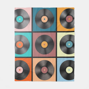 Vinyl records: retro LP set. Fleece Blanket