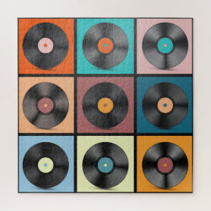 Vinyl records: retro LP set. Jigsaw Puzzle