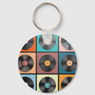 Vinyl records: retro LP set. Keychain