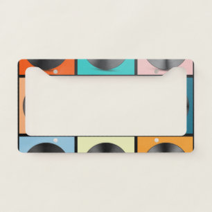Vinyl records: retro LP set. License Plate Frame