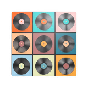 Vinyl records: retro LP set. Metal Print