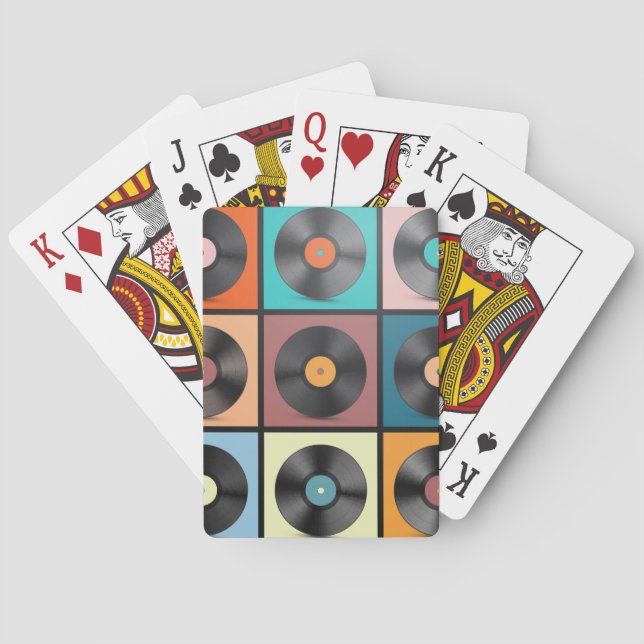 Vinyl records: retro LP set. Poker Cards (Back)