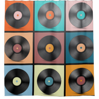 Vinyl records: retro LP set. Shower Curtain