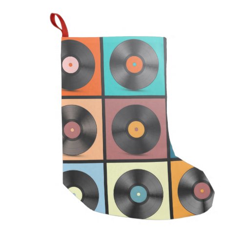 Vinyl records retro LP set Small Christmas Stocking