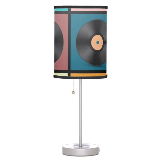 Vinyl records: retro LP set. Table Lamp (Right)