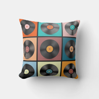 Vinyl records: retro LP set. Throw Pillow