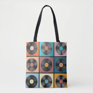 Vinyl records: retro LP set. Tote Bag