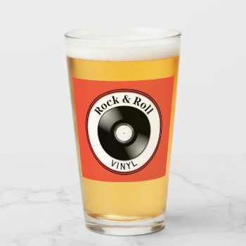 Vinyl Records Retro Music Rock And Roll Glass by alleyshirts at Zazzle