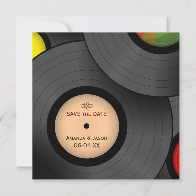Vinyl Records Retro Save the Date invitation (Front)
