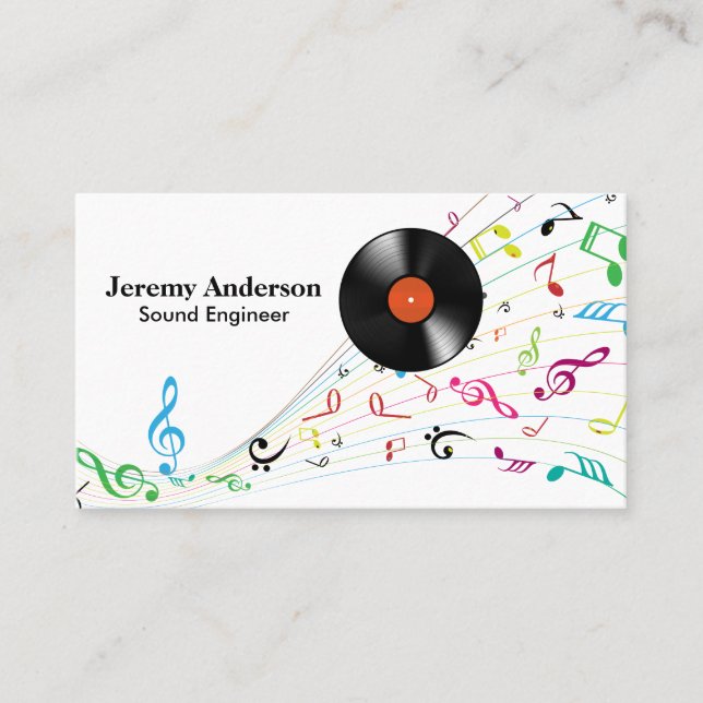 Vinyl Recors | Music Notes Business Card (Front)