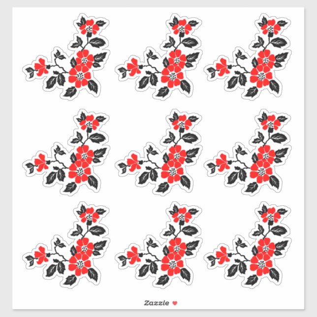 Vinyl red poppy stickers  (Sheet)