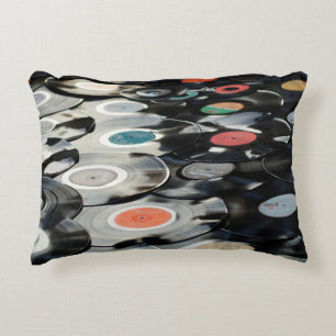 Vinyl retro plastic old black accent pillow
