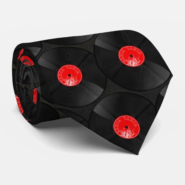 Vinyl Rhythm – Retro Beats Neck Tie (Rolled)