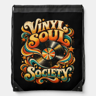 Vinyl Soul Society Vintage Soul Music Record Drawstring Bag