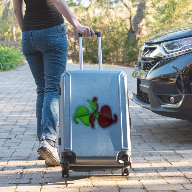 Vinyl Sticker - Green and Red Leaves in 3-D (Suitcase Insitu)
