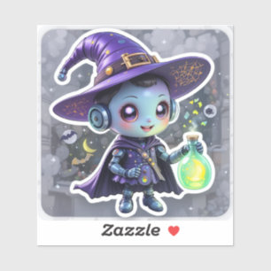 Vinyl Sticker Kawaii Witch Robot with Magic Potion