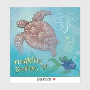 Vinyl Sticker - Turtle Swim - Buellton.Art