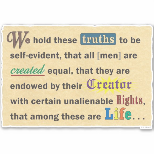 Vinyl sticker with a declaration. (Front)