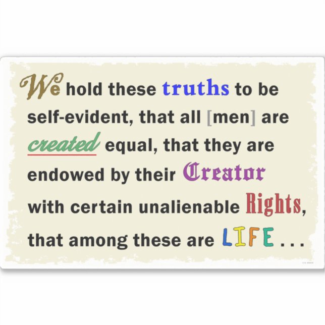 Vinyl sticker with a declaration. (Front)