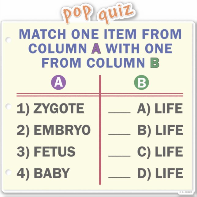 Vinyl sticker with a quiz. (Front)