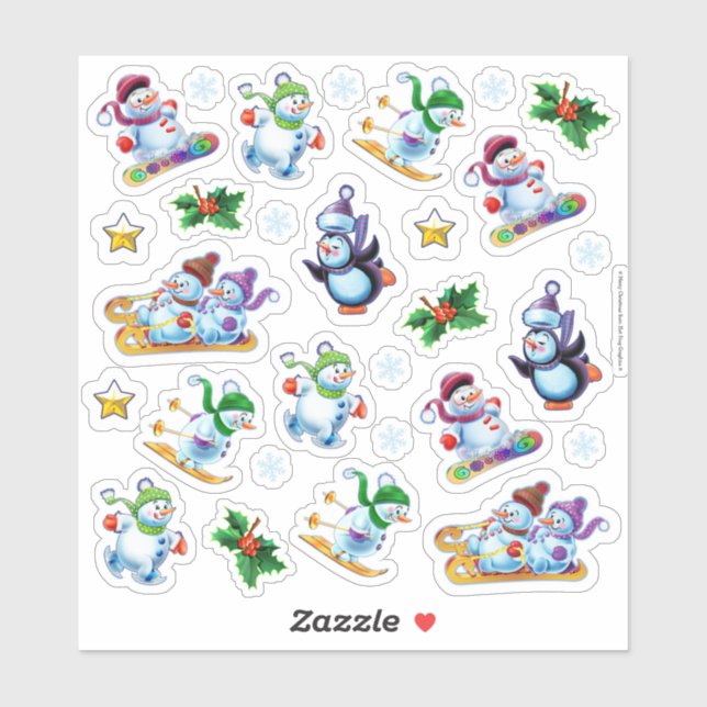 Vinyl stickers medium set Christmas characters (Sheet)
