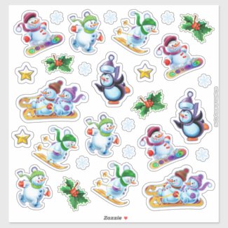 Vinyl stickers superb set Christmas characters