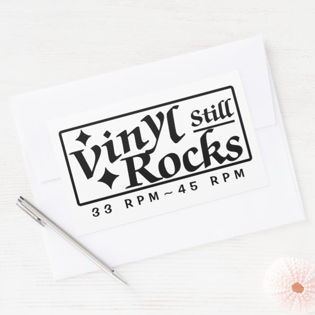 Vinyl Still Rocks 33 RPM 45 RPM Rectangular Sticker (Envelope)