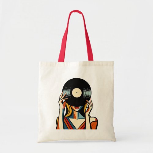 Vinyl Veiled Visage Tote Bag