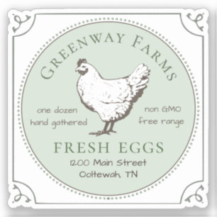Vinyl Window Sticker FRESH EGGS with HEN