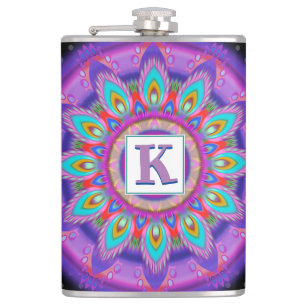Vinyl wrapped custom hip flask psychedelic