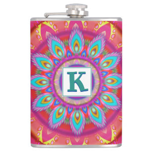 Vinyl wrapped custom hip flask psychedelic