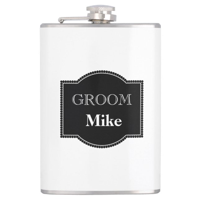 Vinyl Wrapped Flask-Groom Flask (Front)