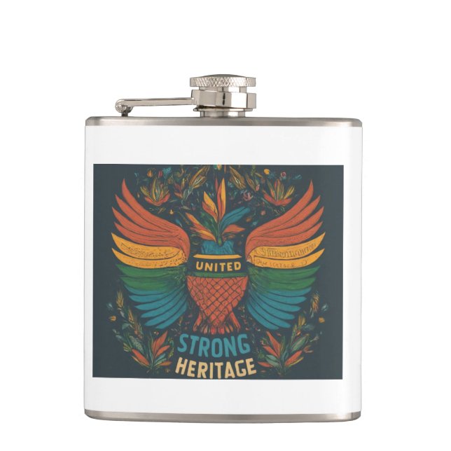 Vinyl Wrapped Flask"United Pride Strong Heritage." Flask (Front)