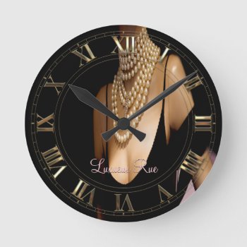 Vinzizzle Pearl Sophisticated Elegance Round Clock by LiquidEyes at Zazzle