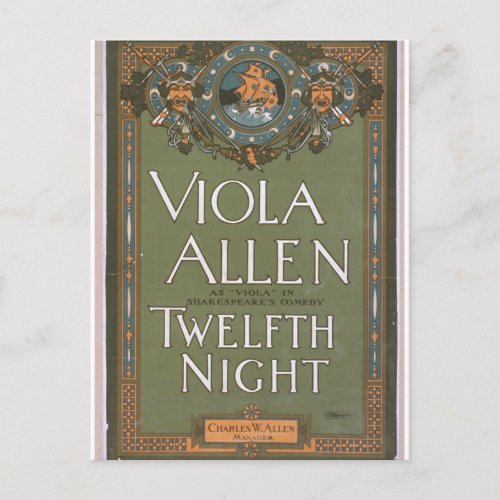 Viola Allen Twelfth Night Vintage Theater Postcard