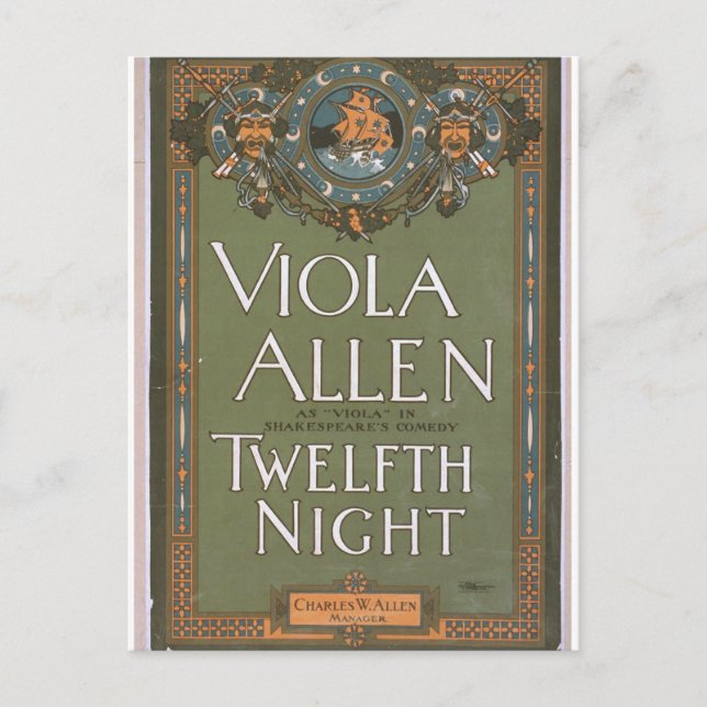 Viola Allen, 'Twelfth Night' Vintage Theater Postcard (Front)