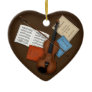 Viola & Bow on Pile of Music Books Personalized Ceramic Ornament