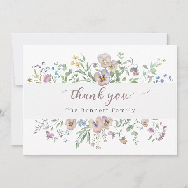 Viola & Eucalypt Floral Thank you Card (Front)