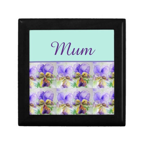 Viola Flower Aqua Stripe floral Mom Mothers Day Gift Box