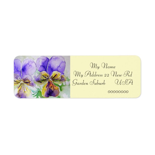 Viola Flower Watercolour Return Address Labels (Front)