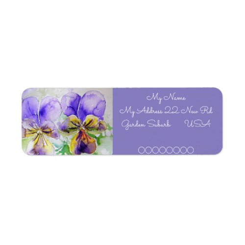 Viola Flower Watercolour Return Address Labels