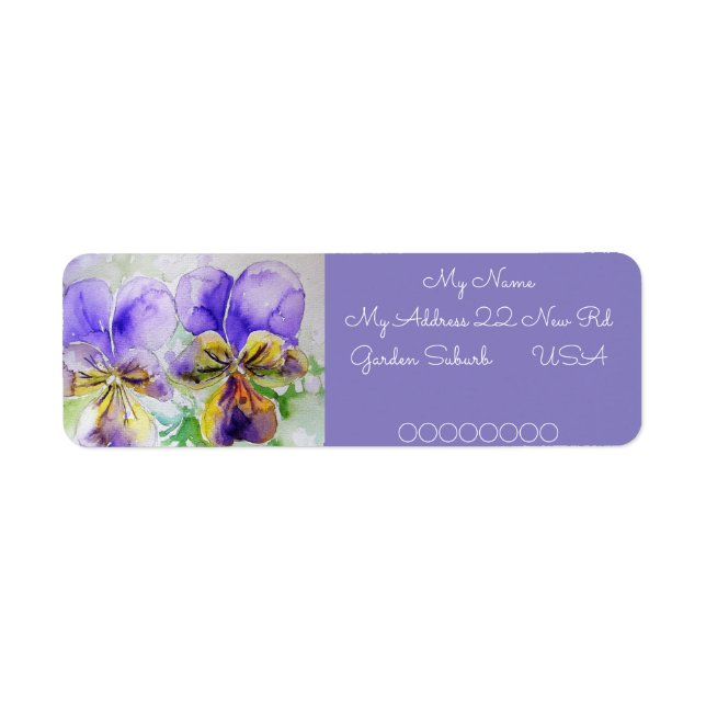 Viola Flower Watercolour Return Address Labels (Front)