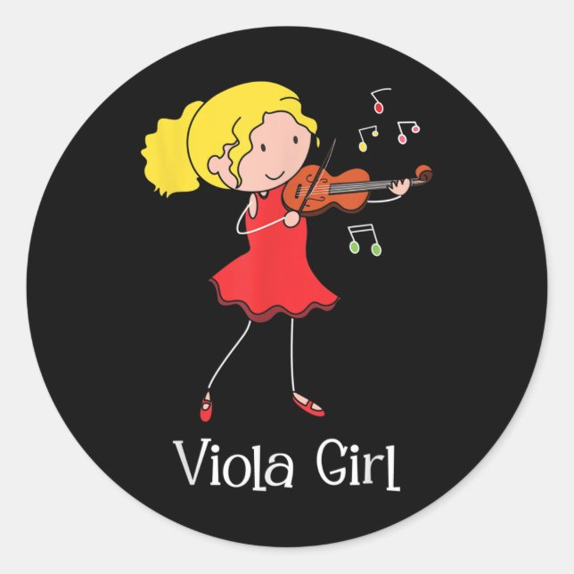 Viola Girl - Violist Symphony Band Jazz Music Love Classic Round Sticker (Front)
