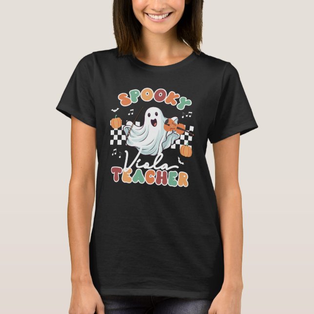 Viola Halloween Spooky Music Teacher T-Shirt (Front)