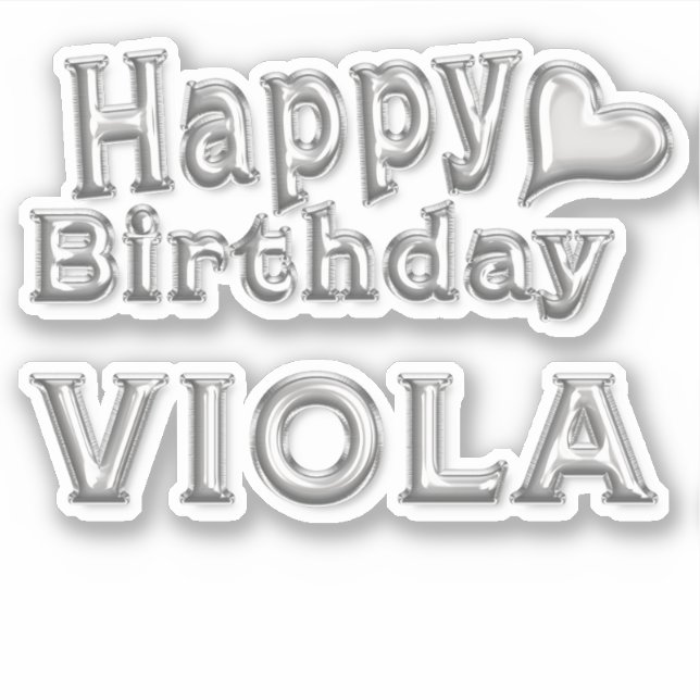 Viola Happy Birthday silver Sticker (Front)